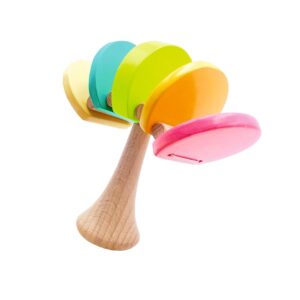 Wooden Five Flap Castanet Rattle | Colorful Baby Rattle for Early Sensory Development | Montessori-Inspired Wooden Toy for Babies(RT-01BX)