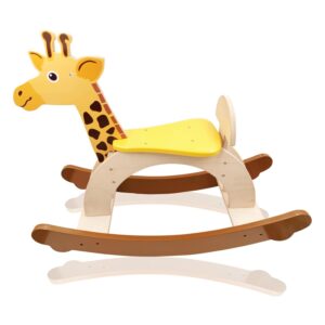 Wooden Rocking Giraffe, Kids Ride-On Toy, Yellow and Brown