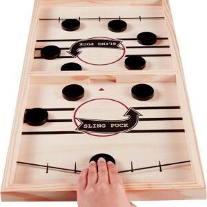 Junior String Hockey Wooden Board Game – Fast Sling Puck Battle Game for Kids & Adults | Fun Parent-Child Interactive Toy | Party Game & Birthday Return Gift (Age 3+)